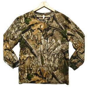 Realtree APX Camo Code Five Long Sleeve Shirt Mens Large Brown Green Cotton 3981